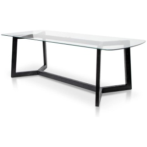 Ex Display - Massey 2.4m Dining Table - Glass Top with Black Base by Interior Secrets - AfterPay Available