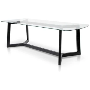 Ex Display - Massey 2.4m Dining Table - Glass Top with Black Base by Interior Secrets - AfterPay Available