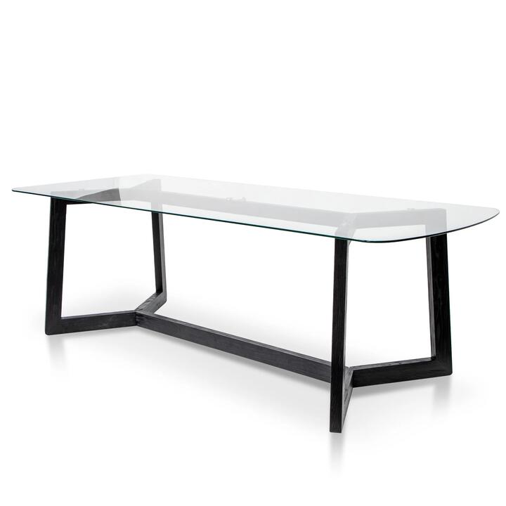 Ex Display - Massey 2.4m Dining Table - Glass Top with Black Base by Interior Secrets - AfterPay Available
