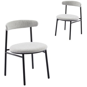 Ex Display - Set of 2 Oneal Fabric Dining Chair - Silver Grey with Black Legs by Interior Secrets - AfterPay Available