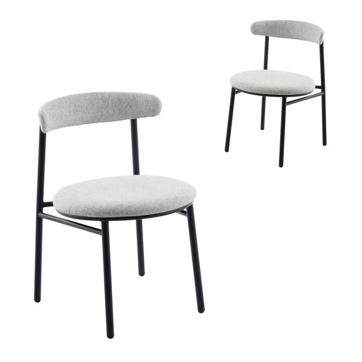 Ex Display - Set of 2 Oneal Fabric Dining Chair - Silver Grey with Black Legs by Interior Secrets - AfterPay Available
