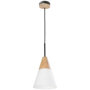 FINN Pendant Lamp Light Interior ES Opal Glass Medium Cone with Wood Highlight OD195mm