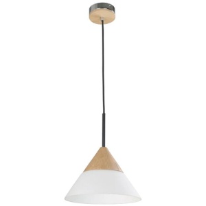 FINN Pendant Lamp Light Interior ES Opal Glass Small Cone with Wood Highlight OD265mm
