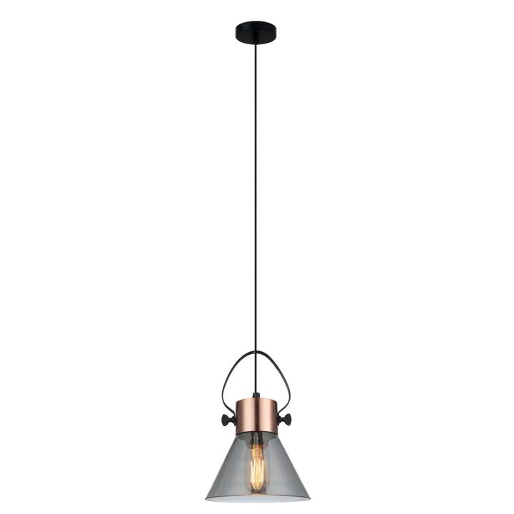 FUMOSO Pendant Lamp Light Interior ES Smoke Glass Cone with Copper Highlight OD180mm