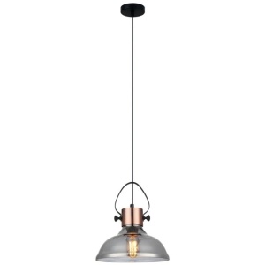 FUMOSO Pendant Lamp Light Interior ES Smoke Glass Dome with Copper Highlight OD250mm
