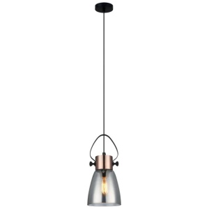 FUMOSO Pendant Lamp Light Interior ES Smoke Glass Ellipse with Copper Highlight OD145mm