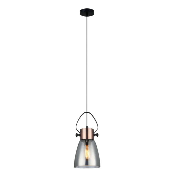 FUMOSO Pendant Lamp Light Interior ES Smoke Glass Ellipse with Copper Highlight OD145mm