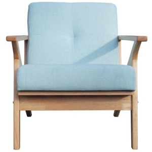 Fabric Lounge Wood Accent ArmChair Lounge Couch - Oak Frame - Mint