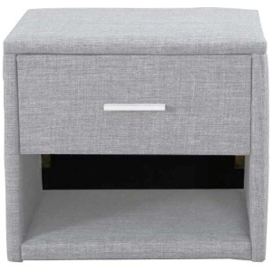 Fabric Nightstand Bed Side Table With LED Light - Light Grey