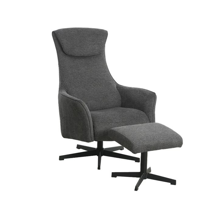 Fabric Relaxing Accent Lounge Armchair With Footstool Ottoman - Grey
