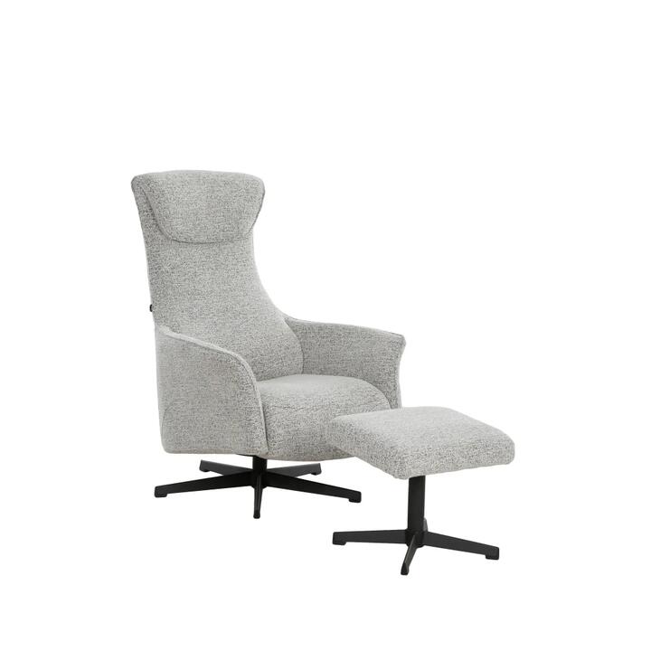 Fabric Relaxing Accent Lounge Armchair With Footstool Ottoman - Light Grey