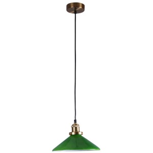 Famelis Vintage Mid Century Glass Hanging Pendant Light Lamp Green/Brass