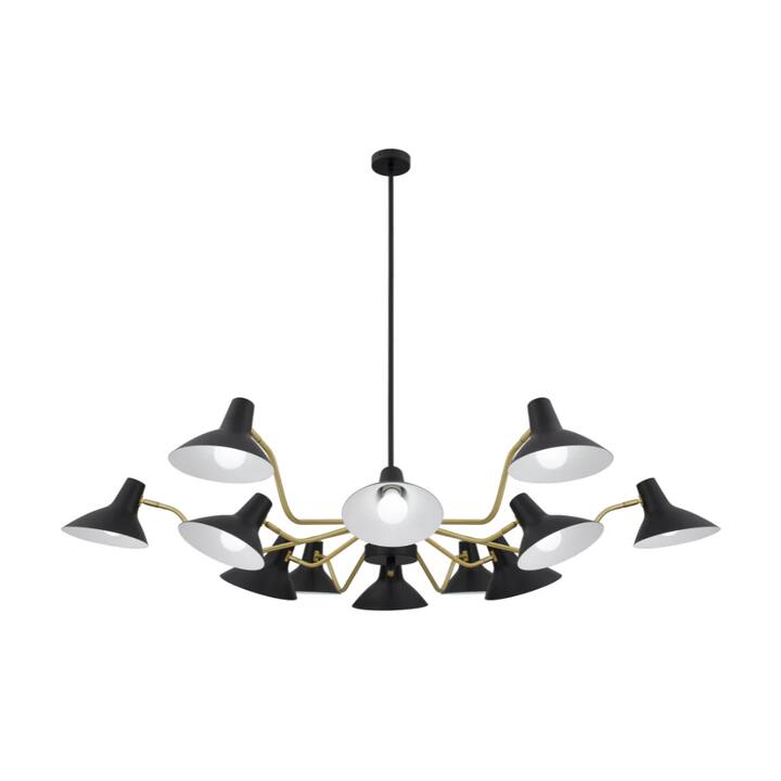 Farbon Modern Pendant Hanging Lamp Light Metal Black Brass Matt