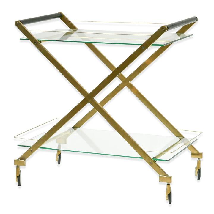 Felton Brushed Gold Glass Bar Cart by Interior Secrets - AfterPay Available