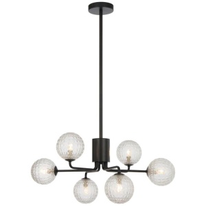 Felton Modern Pendant Hanging Lamp Light Glass Metal Black Clear Matte