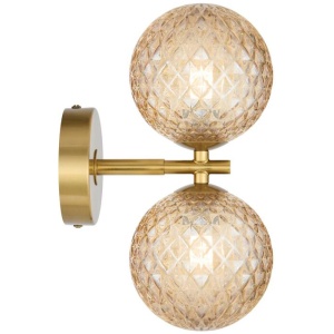 Felton Modern Wall Lamp Light Glass Metal Amber Antique Gold Polished