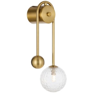 Felton Modern Wall Lamp Light Glass Metal Antique Gold Clear Polished