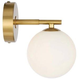 Felton Modern Wall Lamp Light Glass Metal Antique Gold Opal Matt Polished