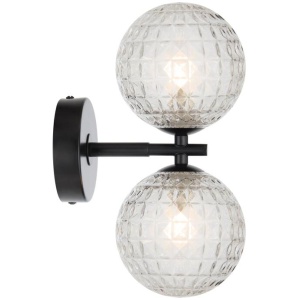 Felton Modern Wall Lamp Light Glass Metal Black Clear Matte