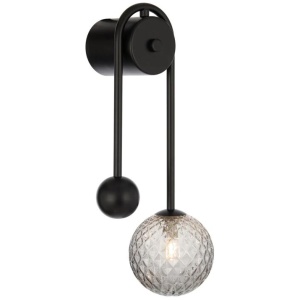 Felton Modern Wall Lamp Light Glass Metal Black Smoke Matte