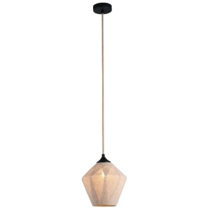 Ferris Modern Glass Fabric Diamond Shape Shade Hanging Pendant Light Lamp Black/Linen