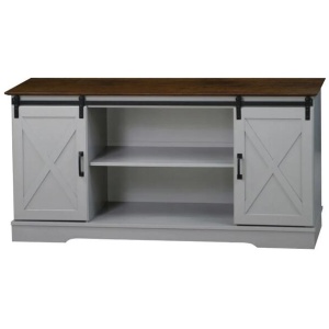 Fethi Barn Door Farmhosue TV Stand Entertainment Unit Storage Cabinet - Grey & Rosewood
