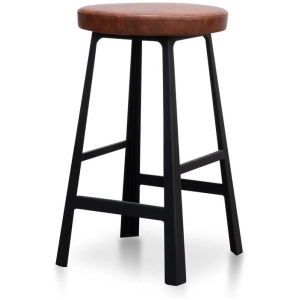 Fina 65cm Bar Stool in Rustic Brown - Black Legs by Interior Secrets - AfterPay Available