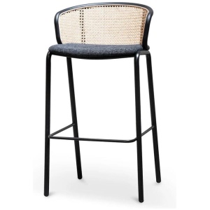 Florine 75cm Fabric Bar Stool - Black Legs by Interior Secrets - AfterPay Available
