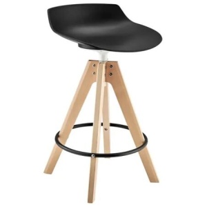 Flow Kitchen Counter Bar Stool Replica Wooden Legs - Black