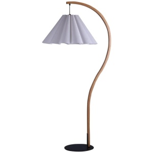 Fode Mid-Century Vintage Curved Metal Stand Floor Light Lamp Matt Black/Wood