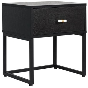Fore Bedside Nighstand Side Table W/ 1-Drawer - Black
