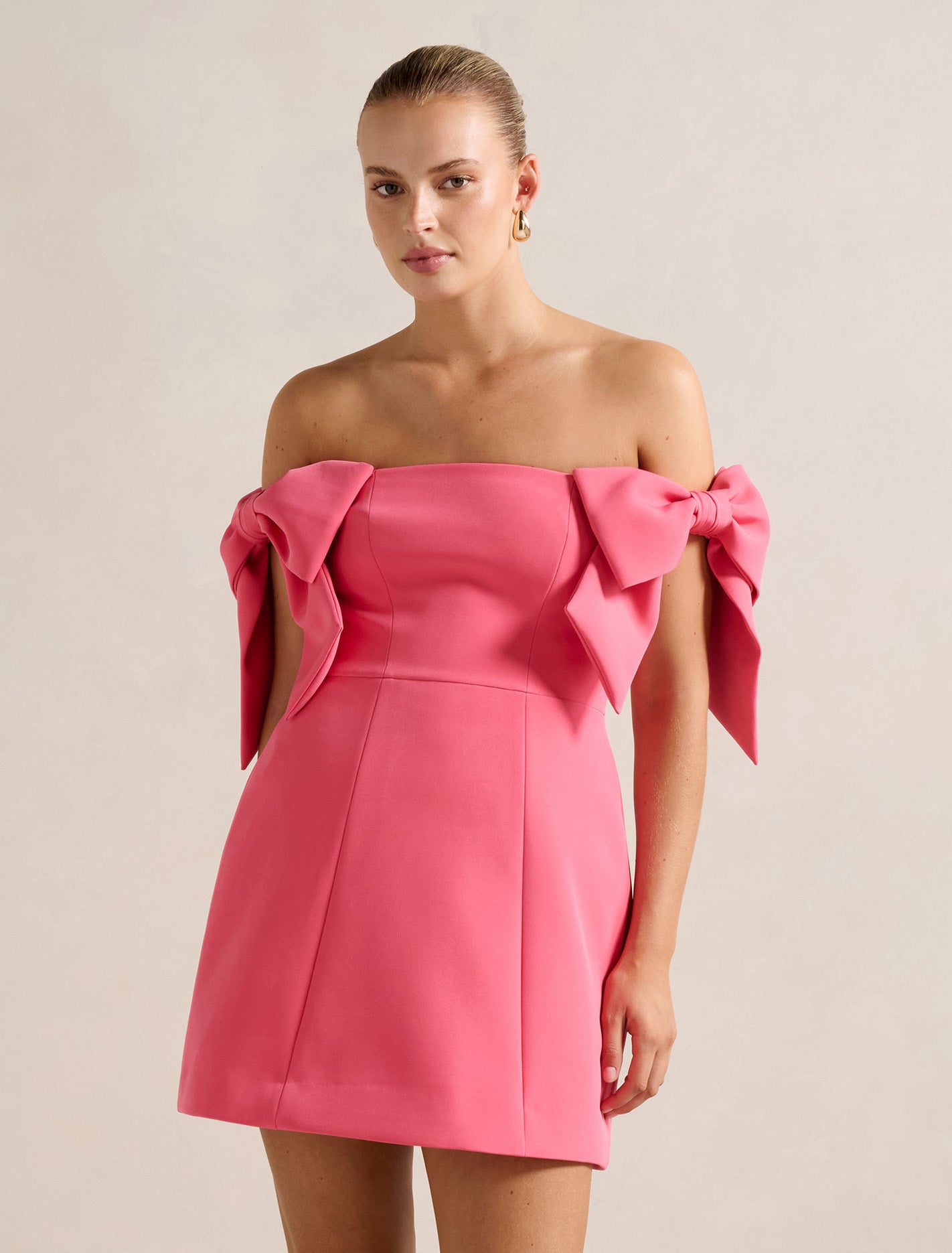 Forever New Women's Adalyn Mini Bow Dress in Hot Pink