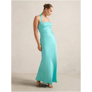 Forever New Women's April Open-Back Satin Maxi Dress in Aqua Breeze
