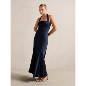 Forever New Women's April Open-Back Satin Maxi Dress in Navy