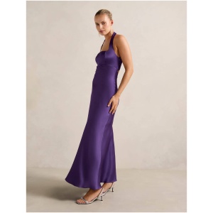 Forever New Women's April Open-Back Satin Maxi Dress in Royal Purple