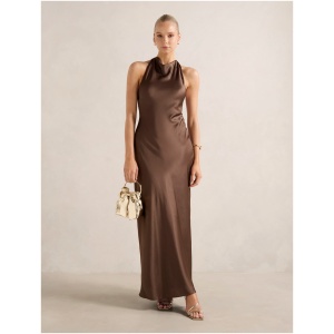 Forever New Women's Audrey Satin Backless Maxi Dress in Moonlight