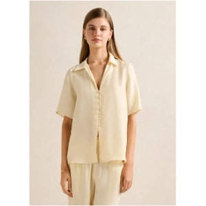 Forever New Women's Bella Cupro Button Front Shirt in Vanilla Co-Ord