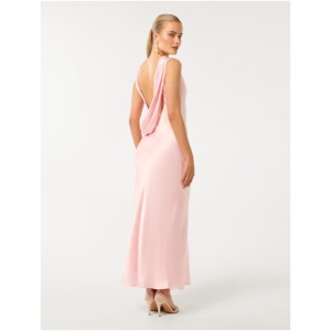 Forever New Women's Eileen Open Back Satin Maxi Dress in Ballet Pink