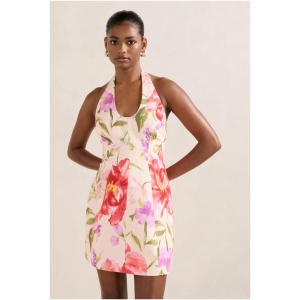 Forever New Women's Esther Petite U-Neck Mini Dress in Pink Lyell Floral