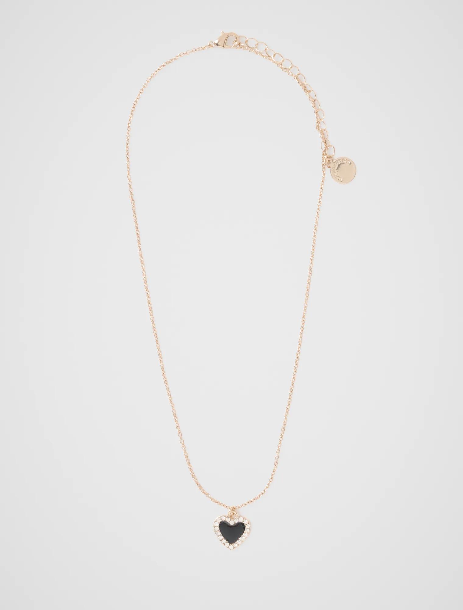 Forever New Women's Honour Heart Necklace in Black/Gold