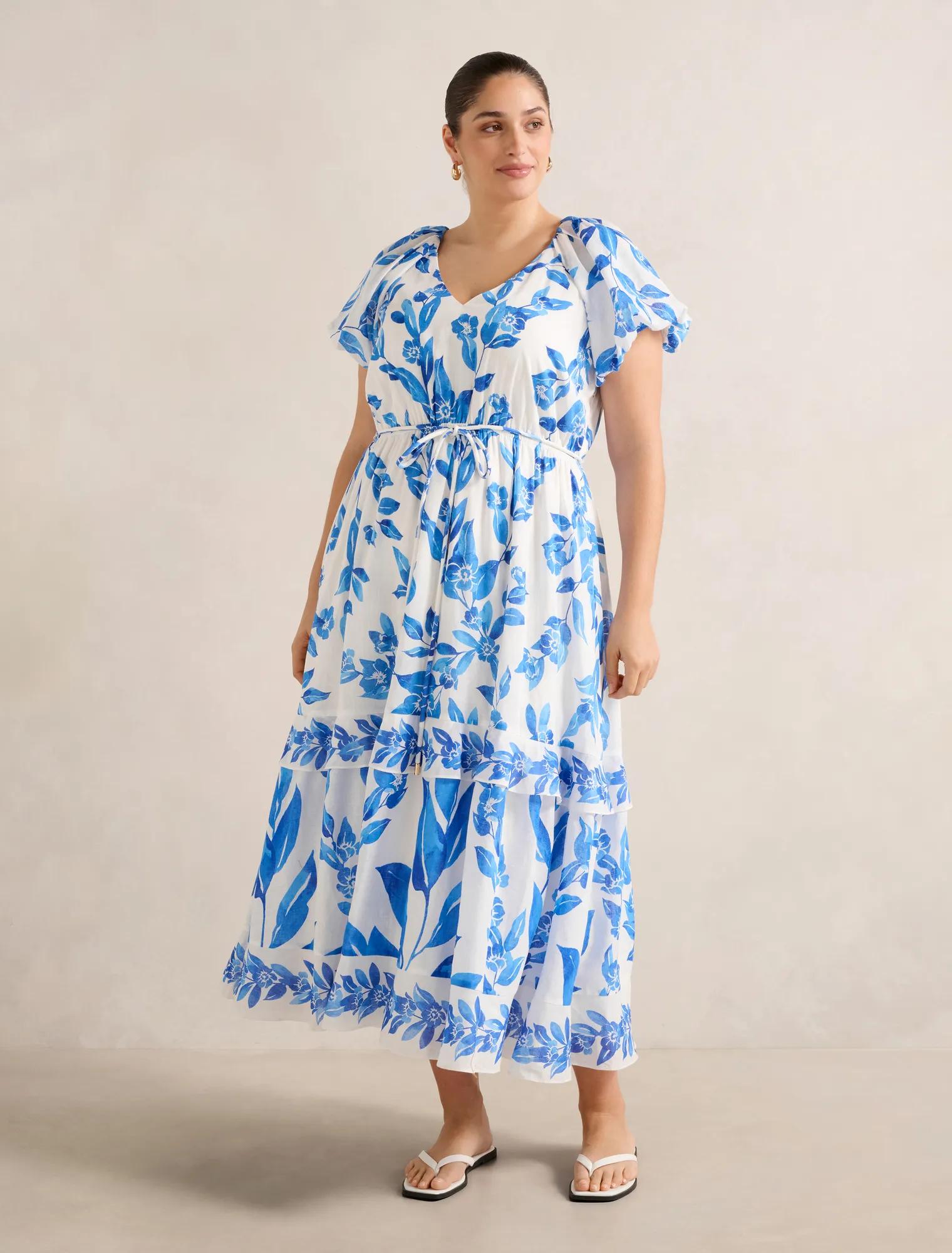 Forever New Women's Iris Curve Tiered Midi Dress in Lantana Floral