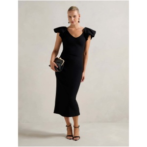 Forever New Women's Makena Bubble Sleeve Midi Dress in Black