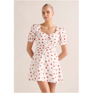 Forever New Women's Mallory Gathered Cotton Mini Dress in Light Rosalie Ditsy