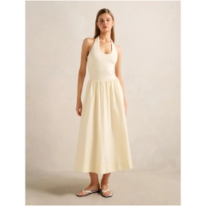 Forever New Women's Margot 2-in-1 Halter Midi Dress in Whipped Butter