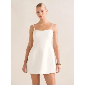 Forever New Women's Maura Structured Linen Mini Dress in Porcelain