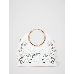 Forever New Women's Mavin Cutout Floral Metal Handle Clutch Bag in White
