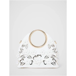 Forever New Women's Mavin Cutout Floral Metal Handle Clutch Bag in White