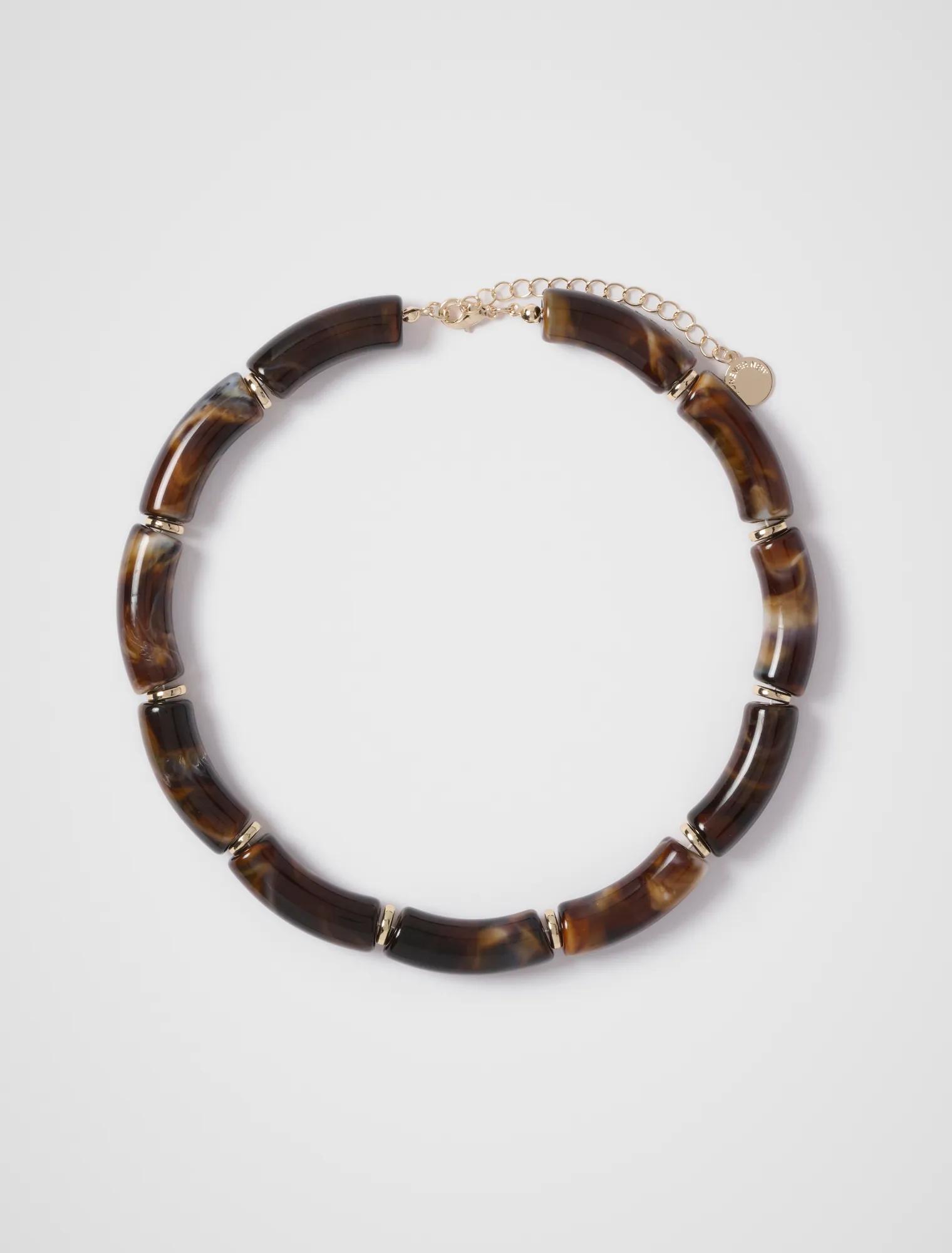 Forever New Women's Maya Rectangle Bead Necklace in Brandy Brown