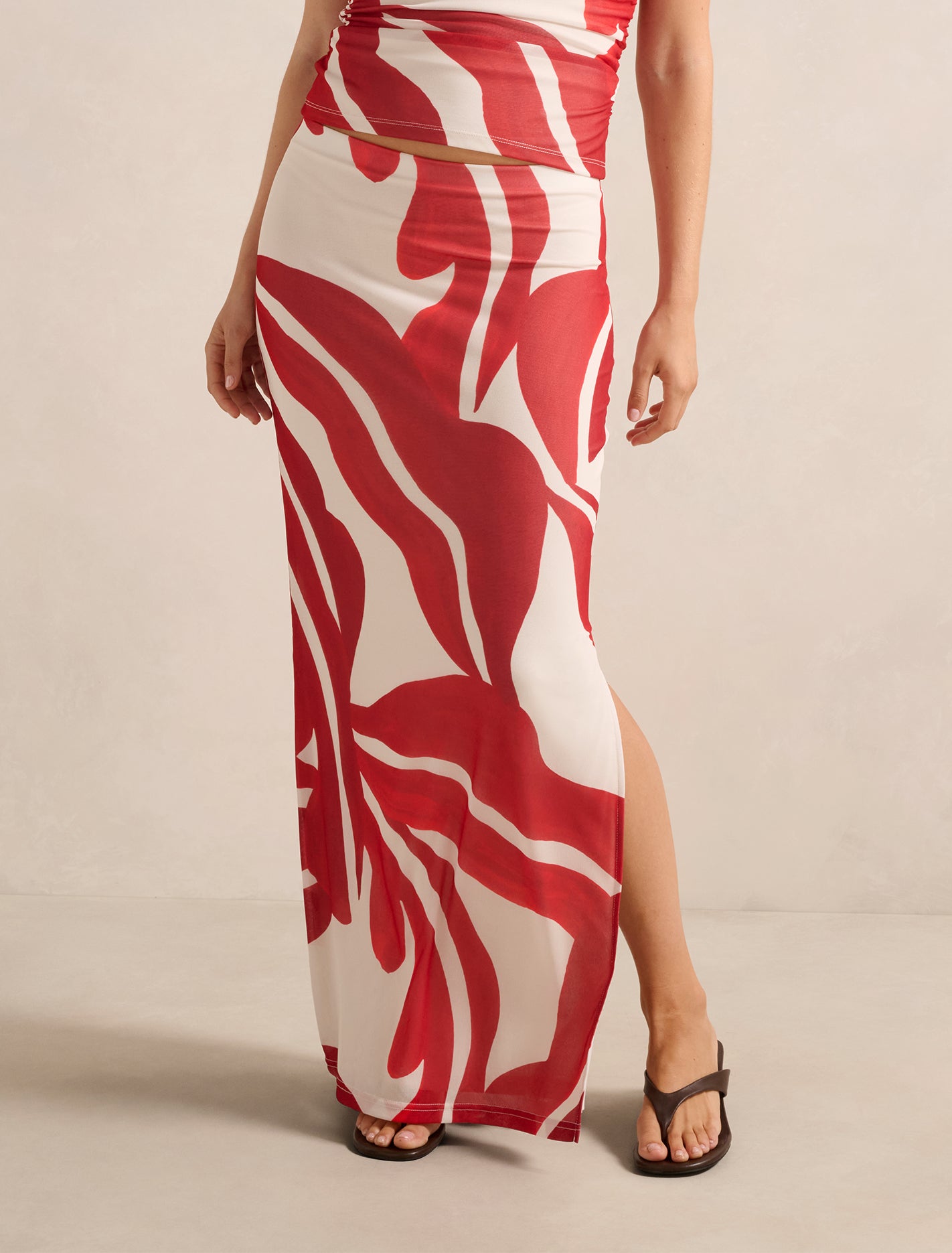 Forever New Women's Mia Mesh Maxi Skirt in Nusa Leaf Co-Ord