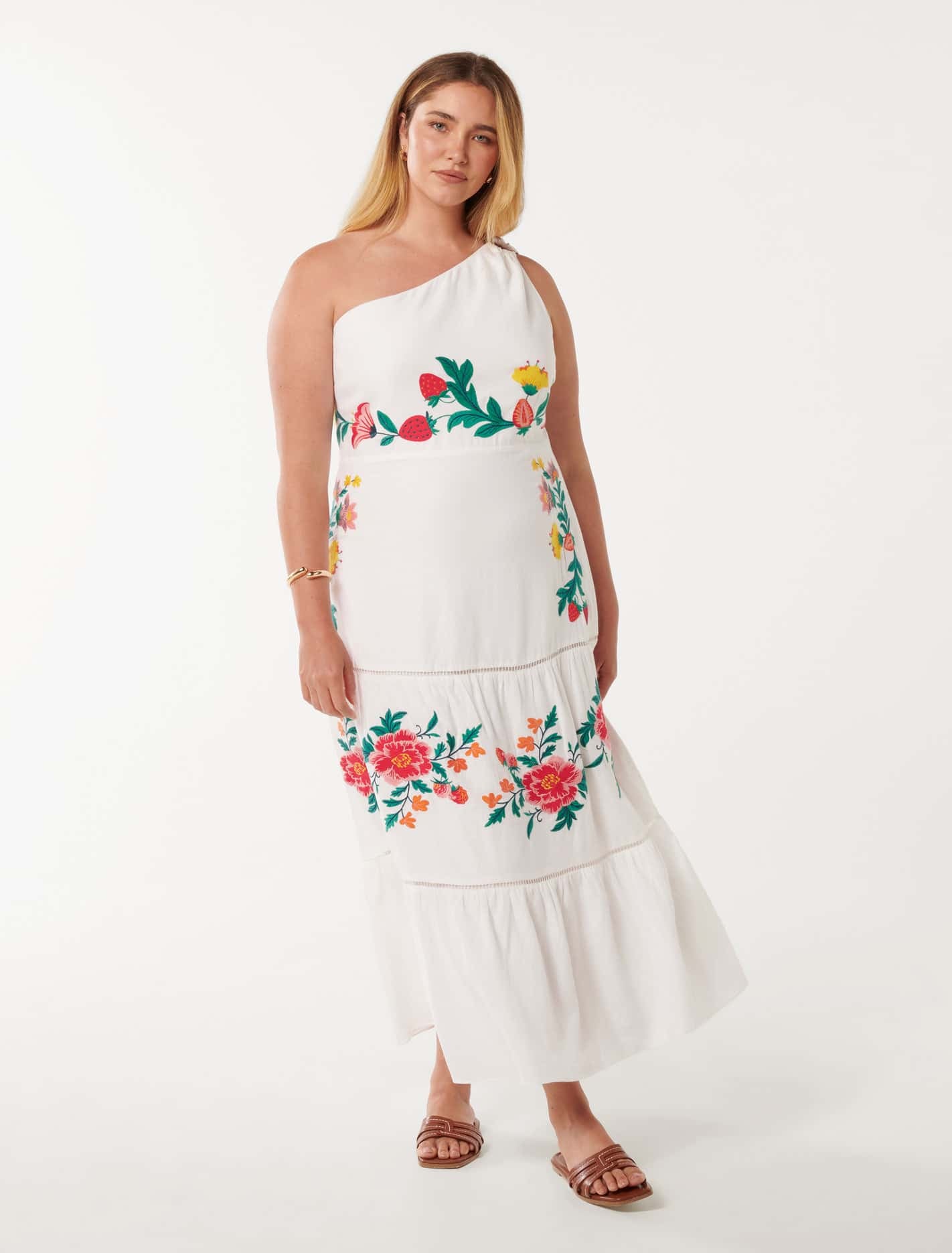 Forever New Women's Ollie Curve Plus Size One Shoulder Maxi Dress in Livia Floral